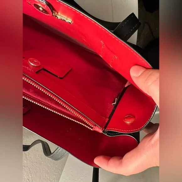 COACH Large Avenue Carryall handbag shoulder bag black leather tote F48733 - Picture 8 of 13